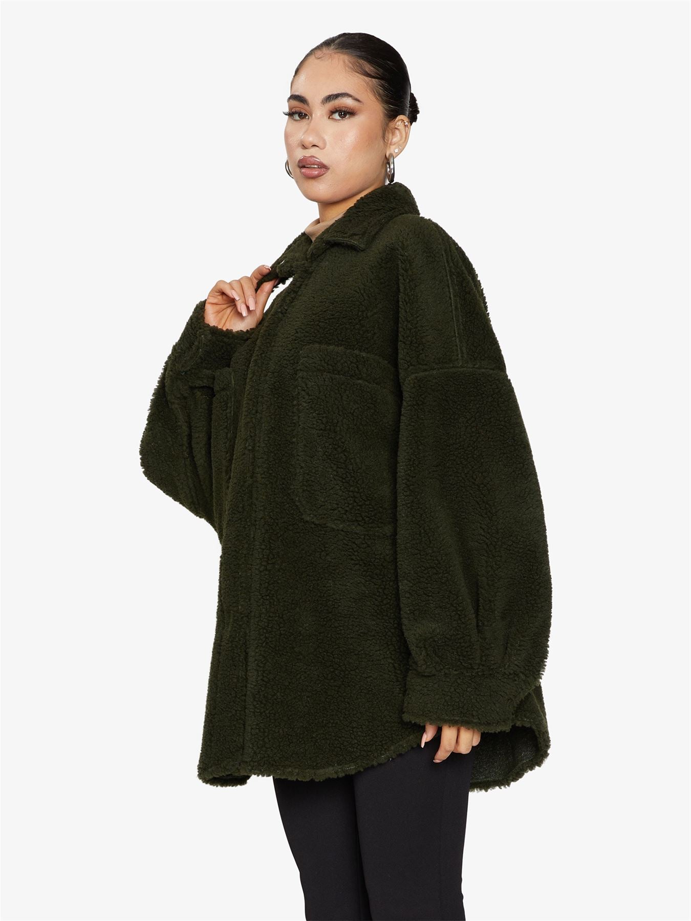 Oversized Patch Pocket Borg Teddy jacket made in uk - Great Hall Collections House