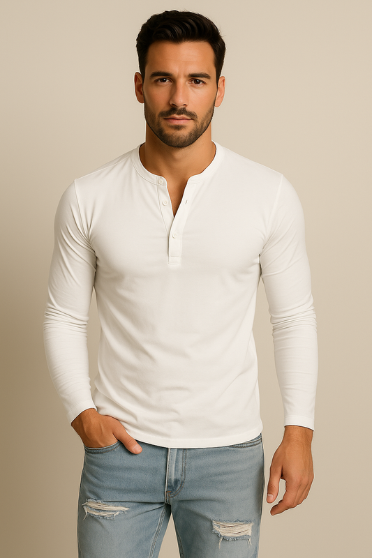 Men's Fashion Solid Color Long Sleeve O-neck T-shirts Mens