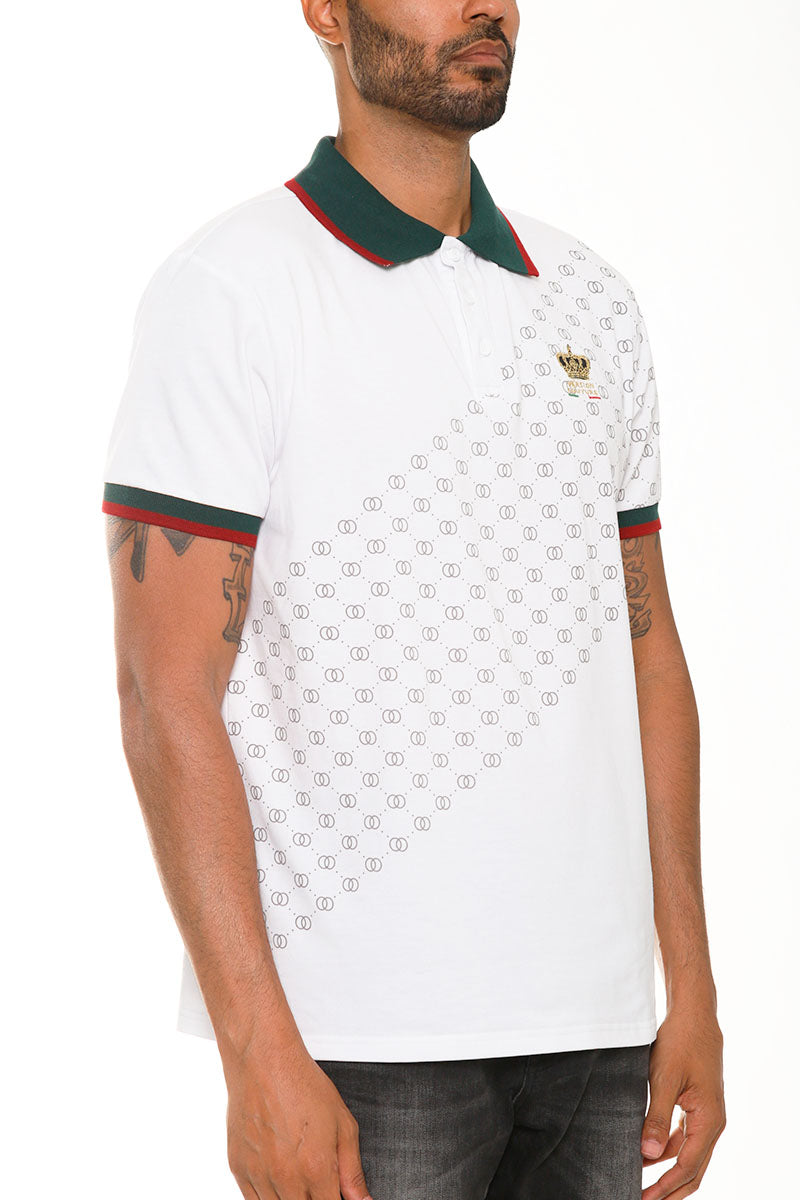 Italian Print Collared Polo Shirt - Great Hall Collections House