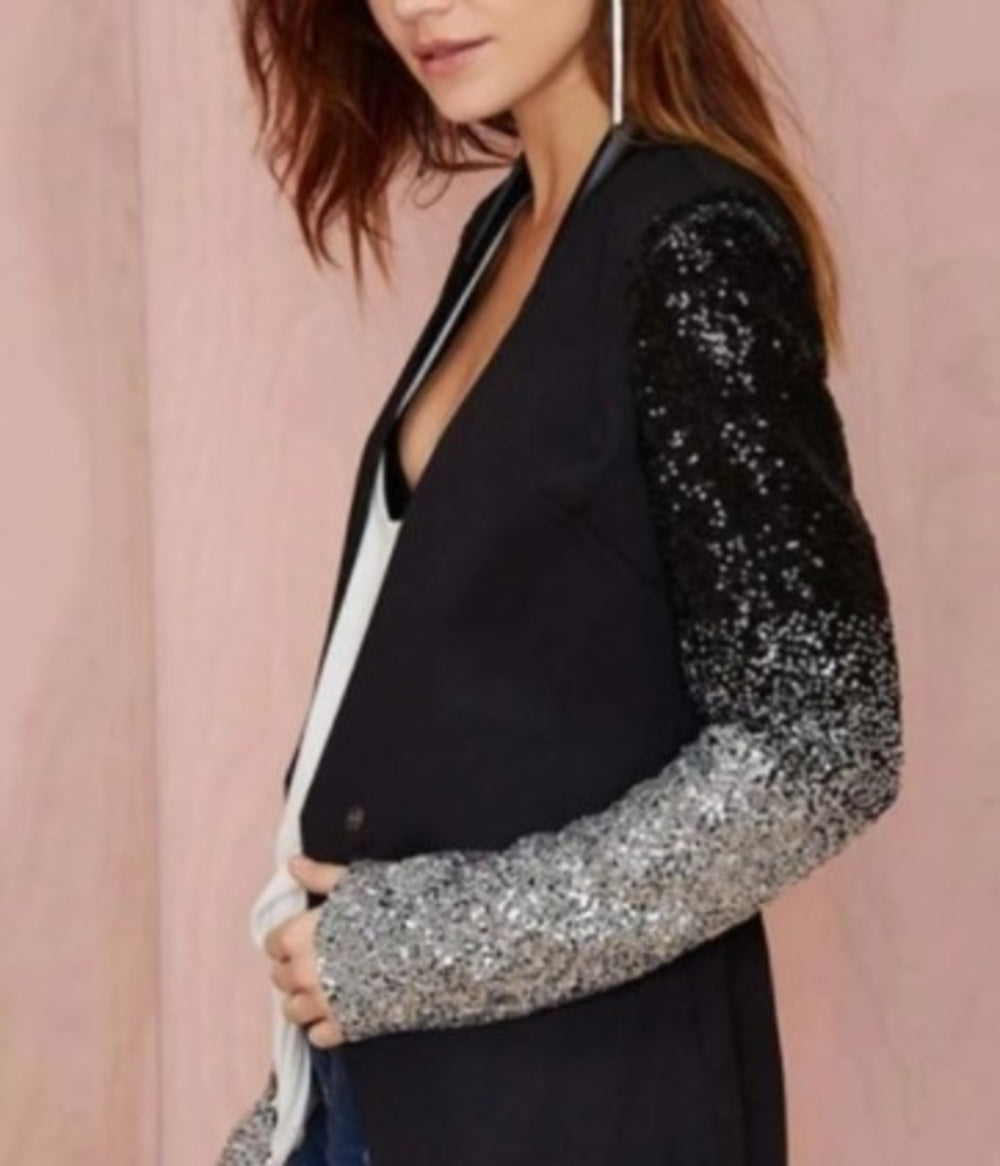 Womens Blazer with Sequins Sleeve - Great Hall Collections House