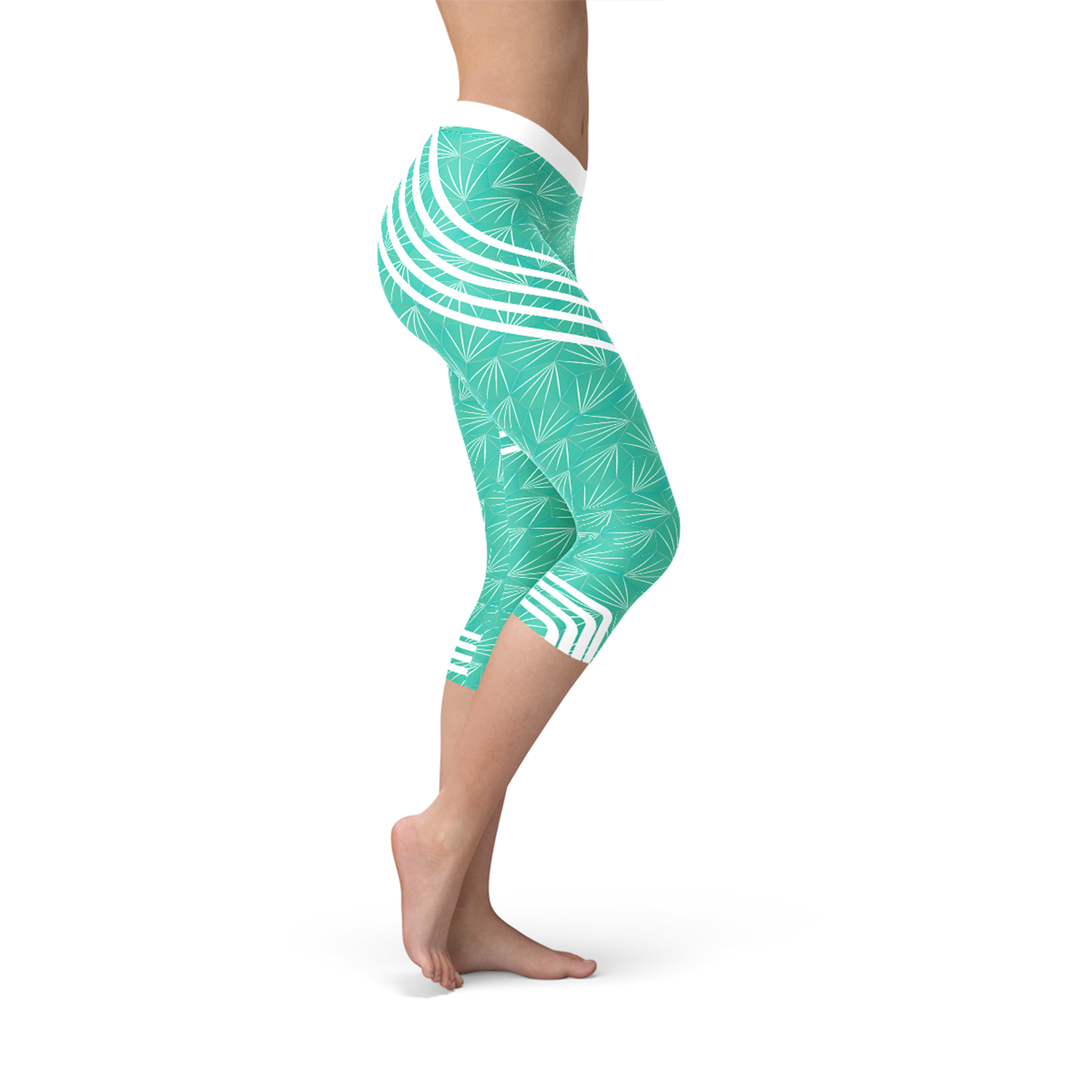 Turquoise Sports Capri Leggings - Great Hall Collections House