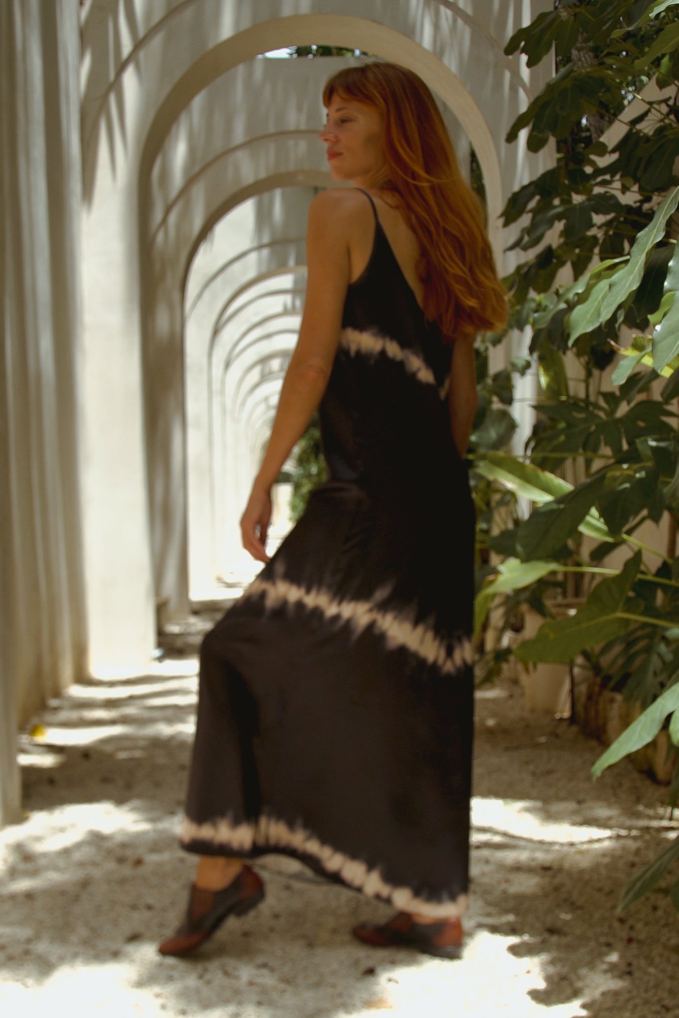 Andromeda Silk Dress in Black Shibori - Great Hall Collections House