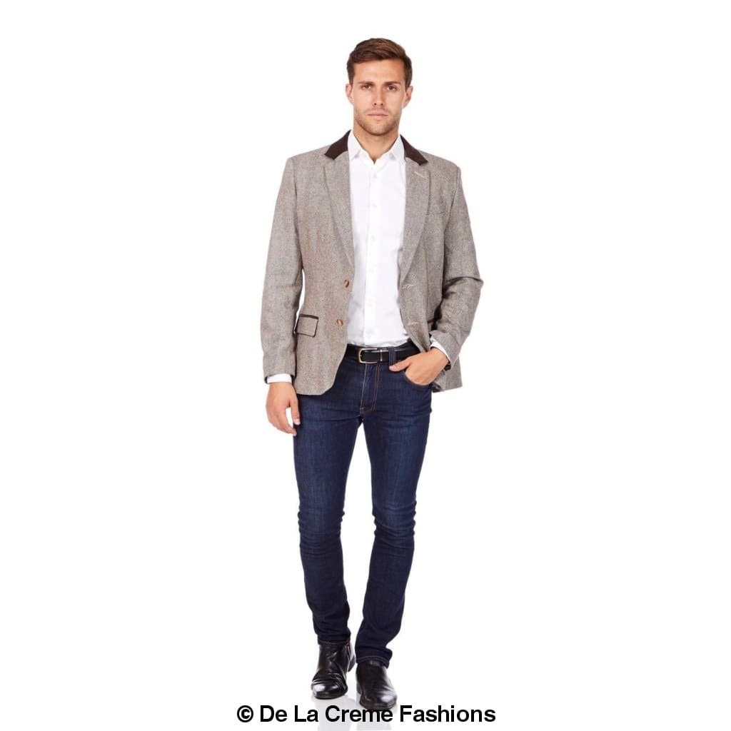 De La Creme MAN - Wool Blend Velvet Trim Formal/Casual Blazer( Made in UK) - Great Hall Collections House