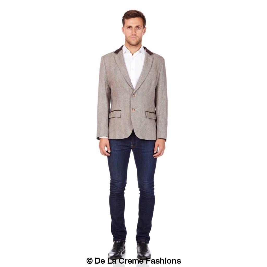 De La Creme MAN - Wool Blend Velvet Trim Formal/Casual Blazer( Made in UK) - Great Hall Collections House