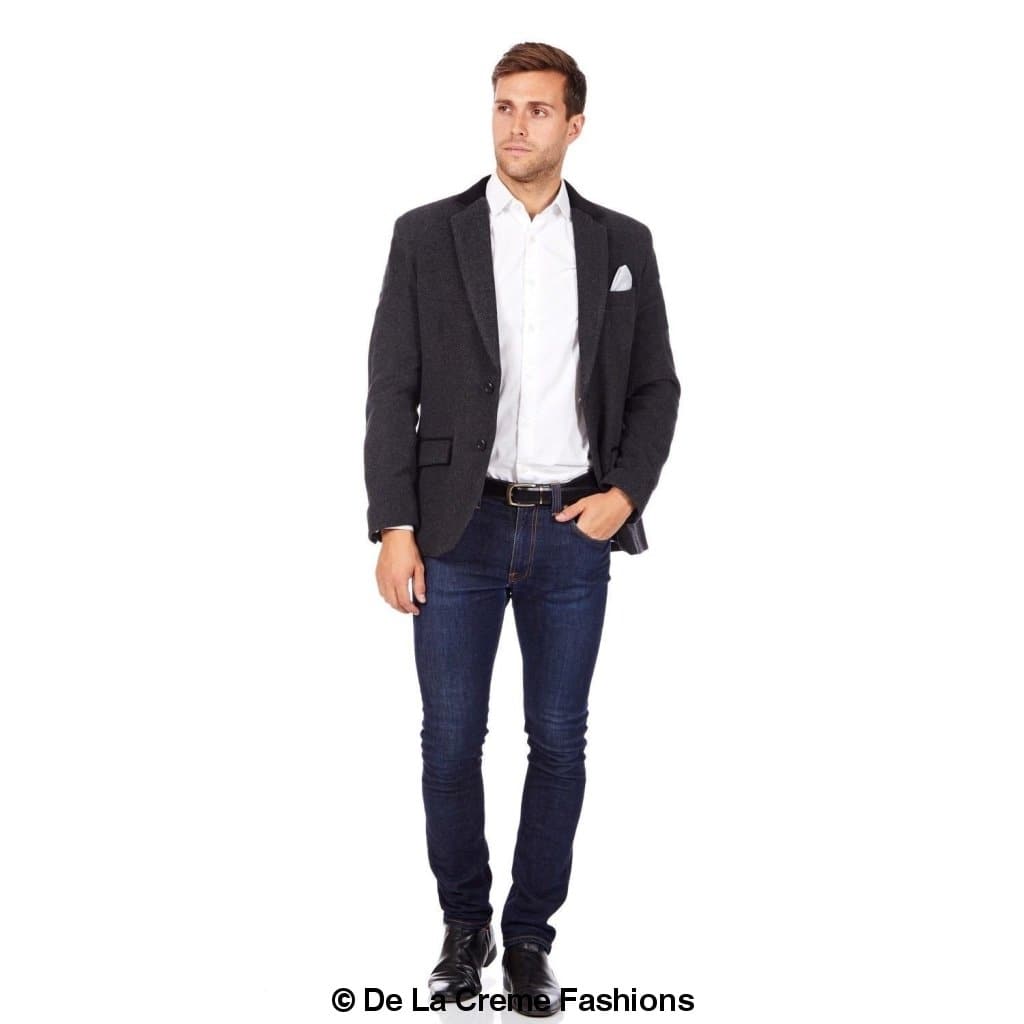 De La Creme MAN - Wool Blend Velvet Trim Formal/Casual Blazer( Made in UK) - Great Hall Collections House