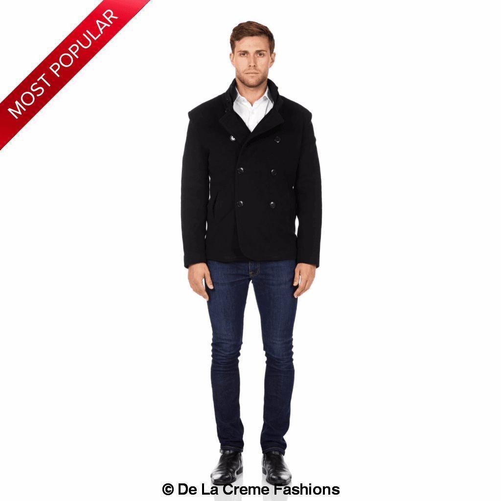 De La Creme MAN - Men's Wool Blend Double Breasted Short Reefer Coat made in uk - Great Hall Collections House