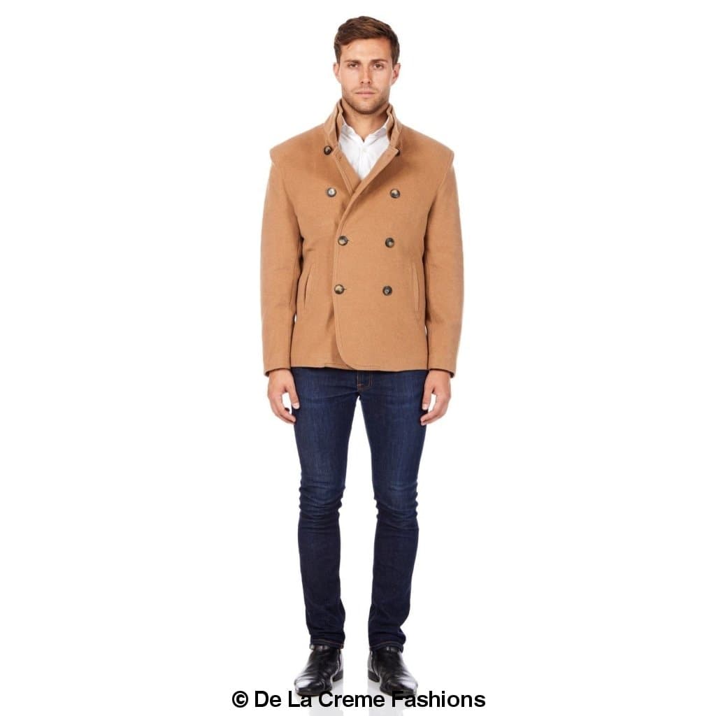 De La Creme MAN - Men's Wool Blend Double Breasted Short Reefer Coat made in uk - Great Hall Collections House