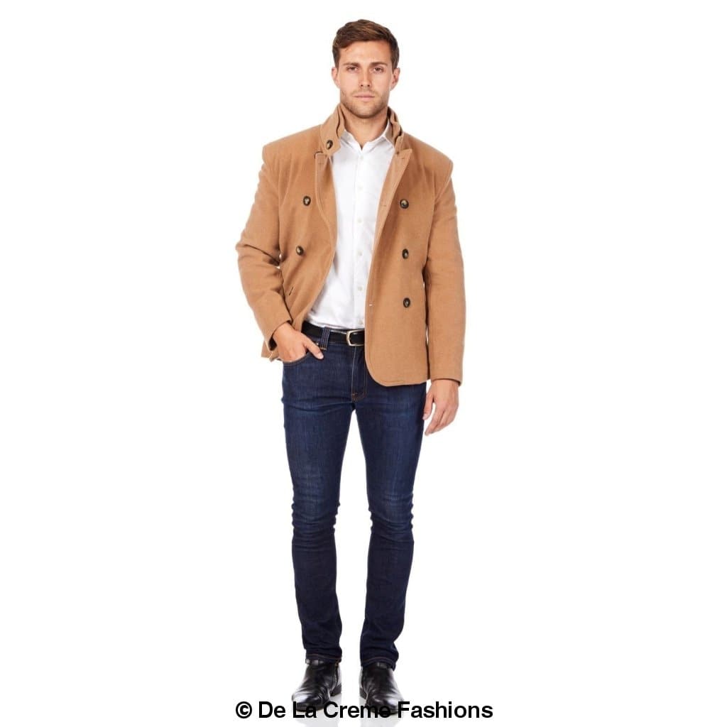 De La Creme MAN - Men's Wool Blend Double Breasted Short Reefer Coat made in uk - Great Hall Collections House