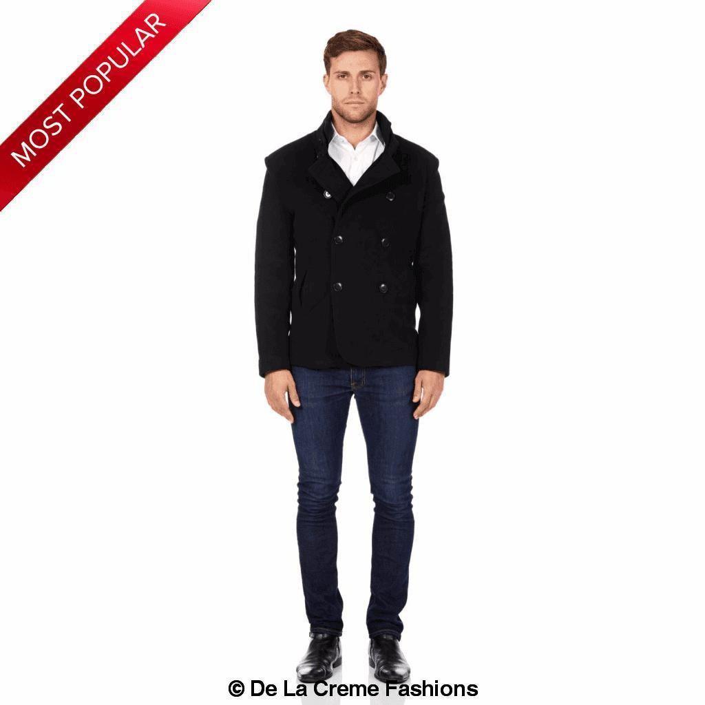 De La Creme MAN - Men's Wool Blend Double Breasted Short Reefer Coat made in uk - Great Hall Collections House