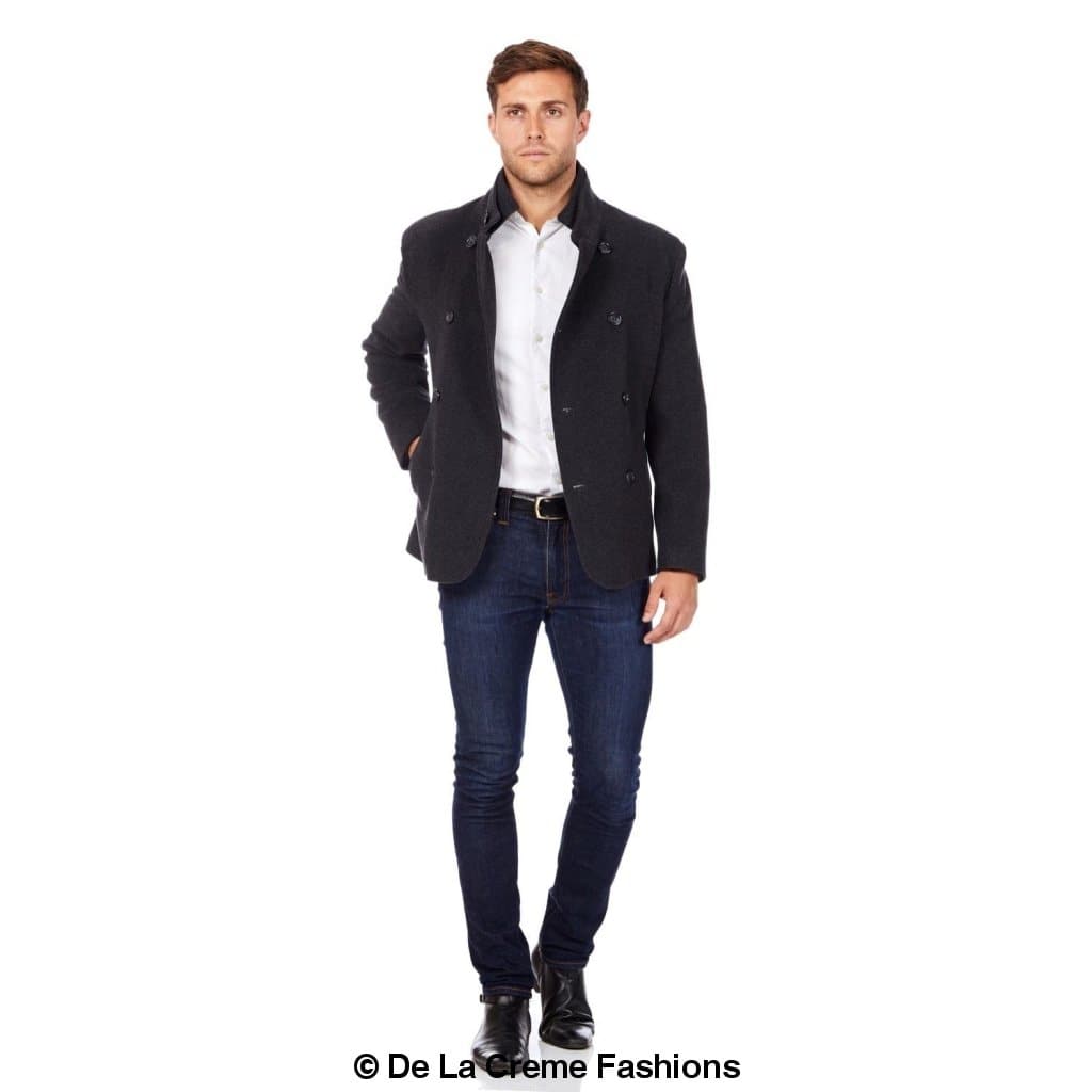 De La Creme MAN - Men's Wool Blend Double Breasted Short Reefer Coat made in uk - Great Hall Collections House