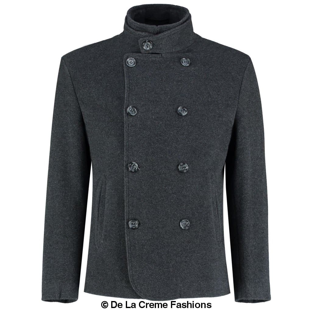 De La Creme MAN - Men's Wool Blend Double Breasted Short Reefer Coat made in uk - Great Hall Collections House