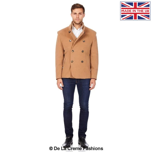 De La Creme MAN - Men's Wool Blend Double Breasted Short Reefer Coat made in uk - Great Hall Collections House