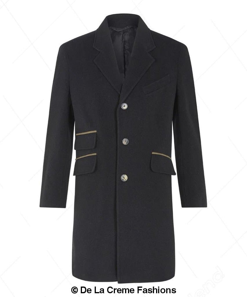 De La Creme MAN - Wool Blend Single Breasted Retro Mod Coat made in UK - Great Hall Collections House
