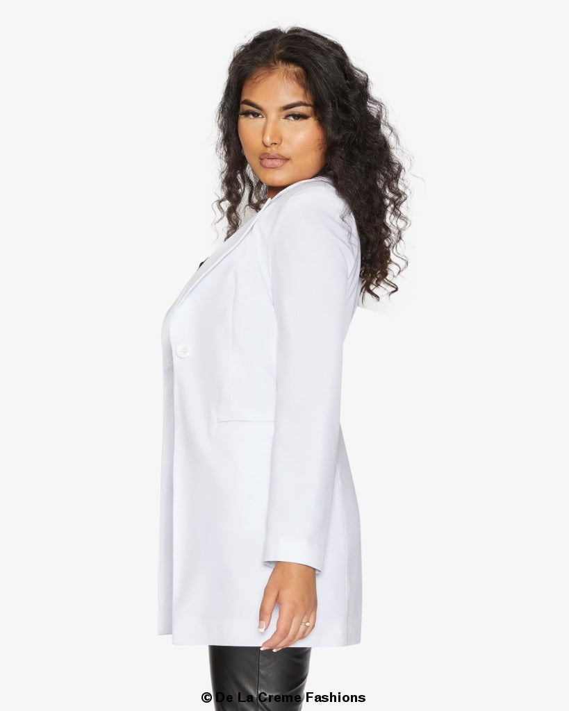 De La Creme Womens Collared Formal Longline Blazer Made in UK - Great Hall Collections House