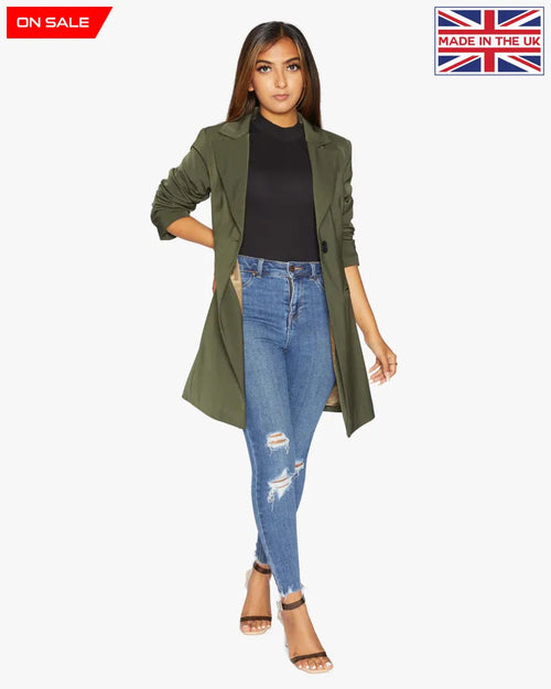 De La Creme Womens Collared Formal Longline Blazer Made in UK - Great Hall Collections House