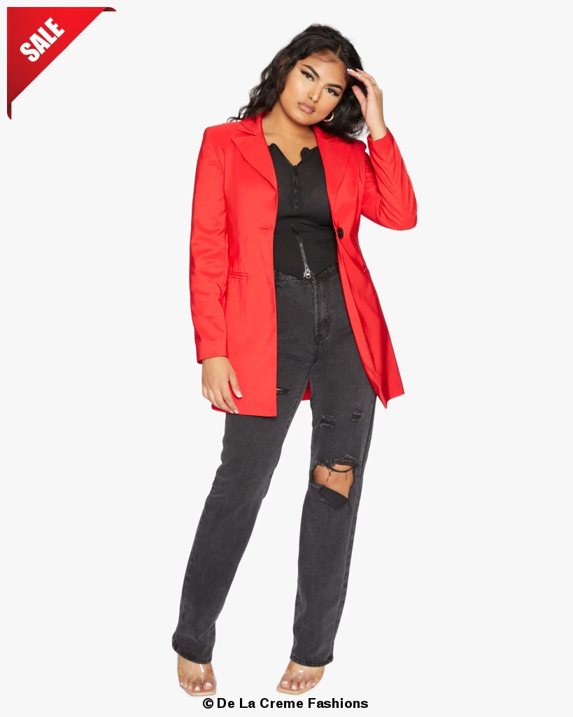 De La Creme Womens Collared Formal Longline Blazer Made in UK - Great Hall Collections House