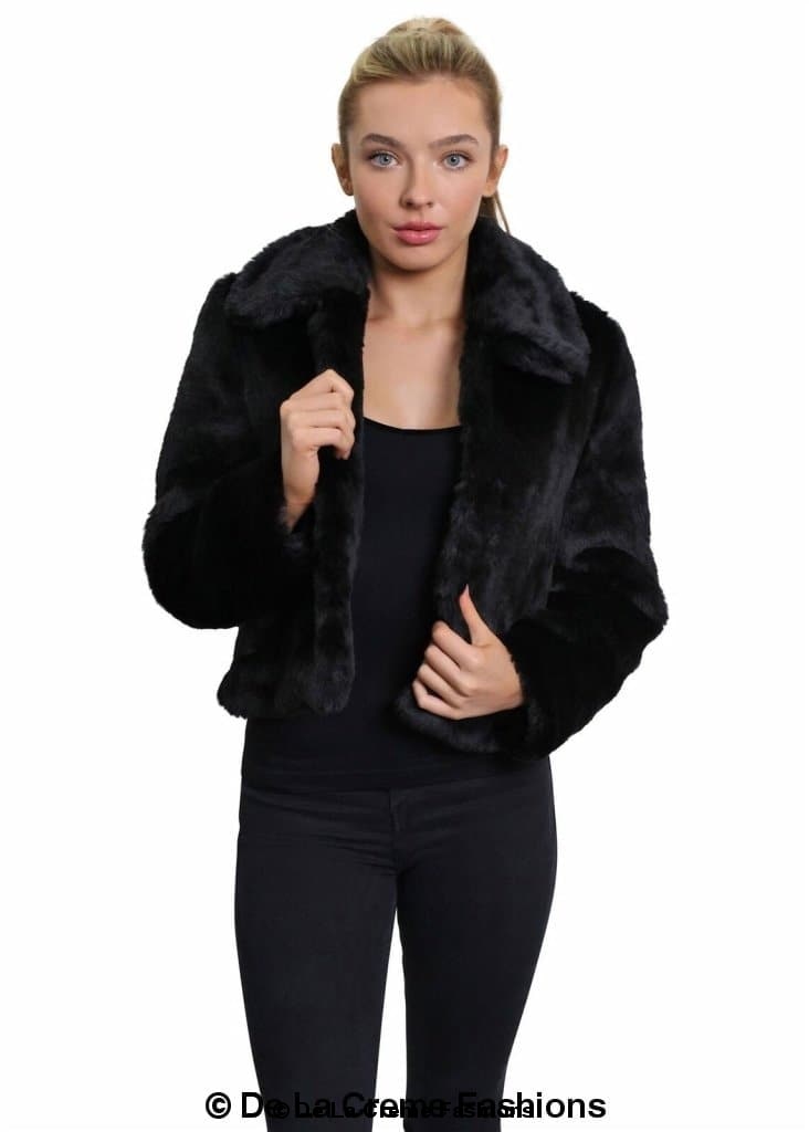 De La Creme Womens Faux Fur Cropped Aviator Bomber - Great Hall Collections House
