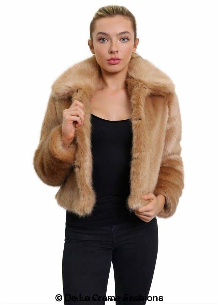 De La Creme Womens Faux Fur Cropped Aviator Bomber - Great Hall Collections House