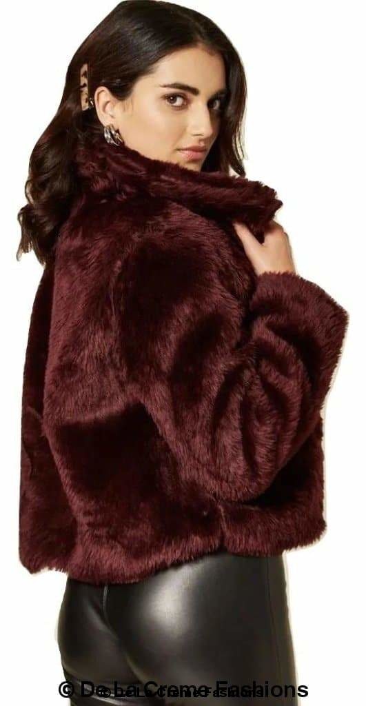 De La Creme Womens Faux Fur Cropped Aviator Bomber - Great Hall Collections House