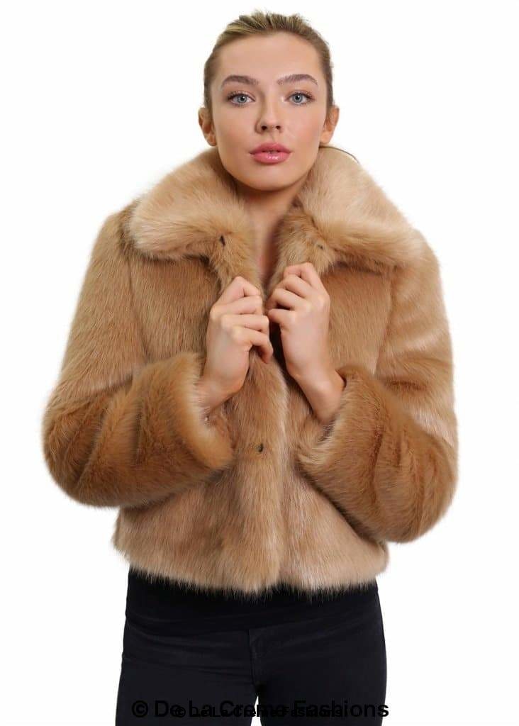 De La Creme Womens Faux Fur Cropped Aviator Bomber - Great Hall Collections House