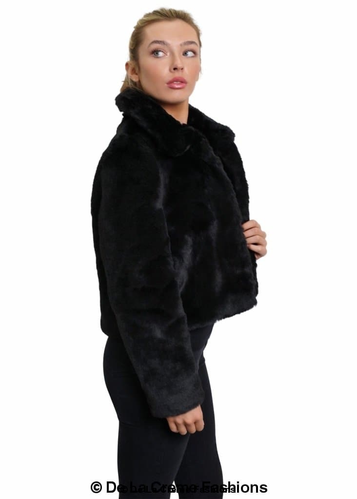 De La Creme Womens Faux Fur Cropped Aviator Bomber - Great Hall Collections House