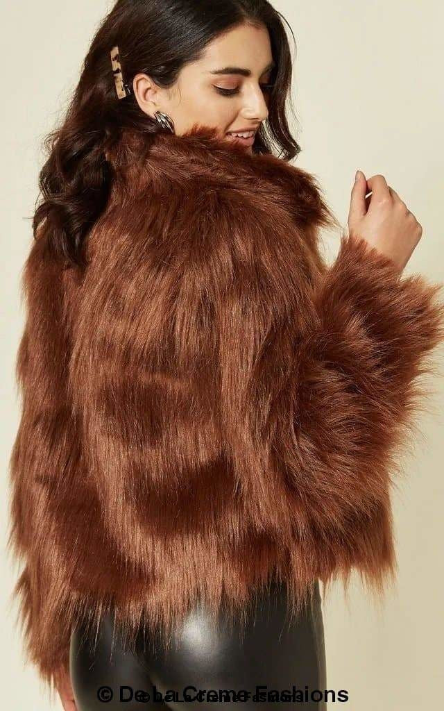 De La Creme Womens Faux Fur Cropped Aviator Bomber - Great Hall Collections House