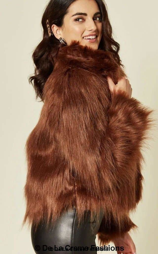 De La Creme Womens Faux Fur Cropped Aviator Bomber - Great Hall Collections House