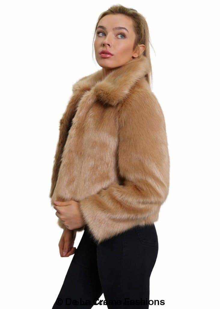 De La Creme Womens Faux Fur Cropped Aviator Bomber - Great Hall Collections House