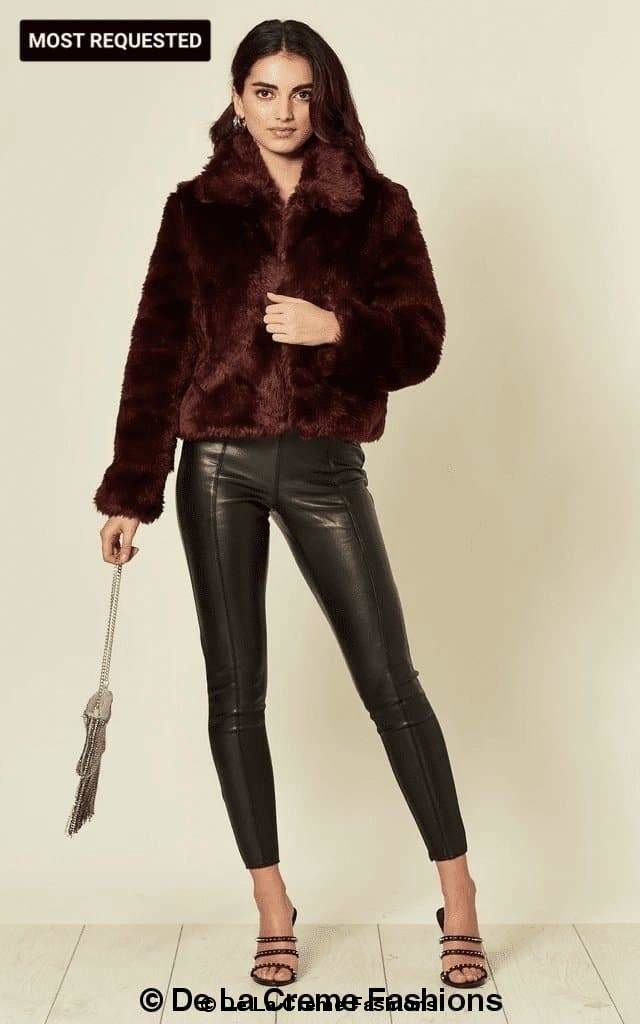 De La Creme Womens Faux Fur Cropped Aviator Bomber - Great Hall Collections House