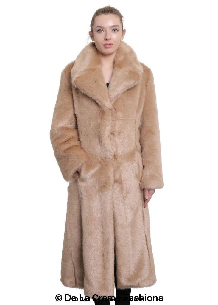 De La Creme - Womens Faux Fur Long Coat - Great Hall Collections House