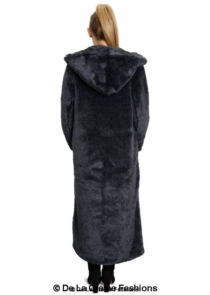 De La Creme - Womens Iconic Faux Fur Hooded Long Coat - Great Hall Collections House
