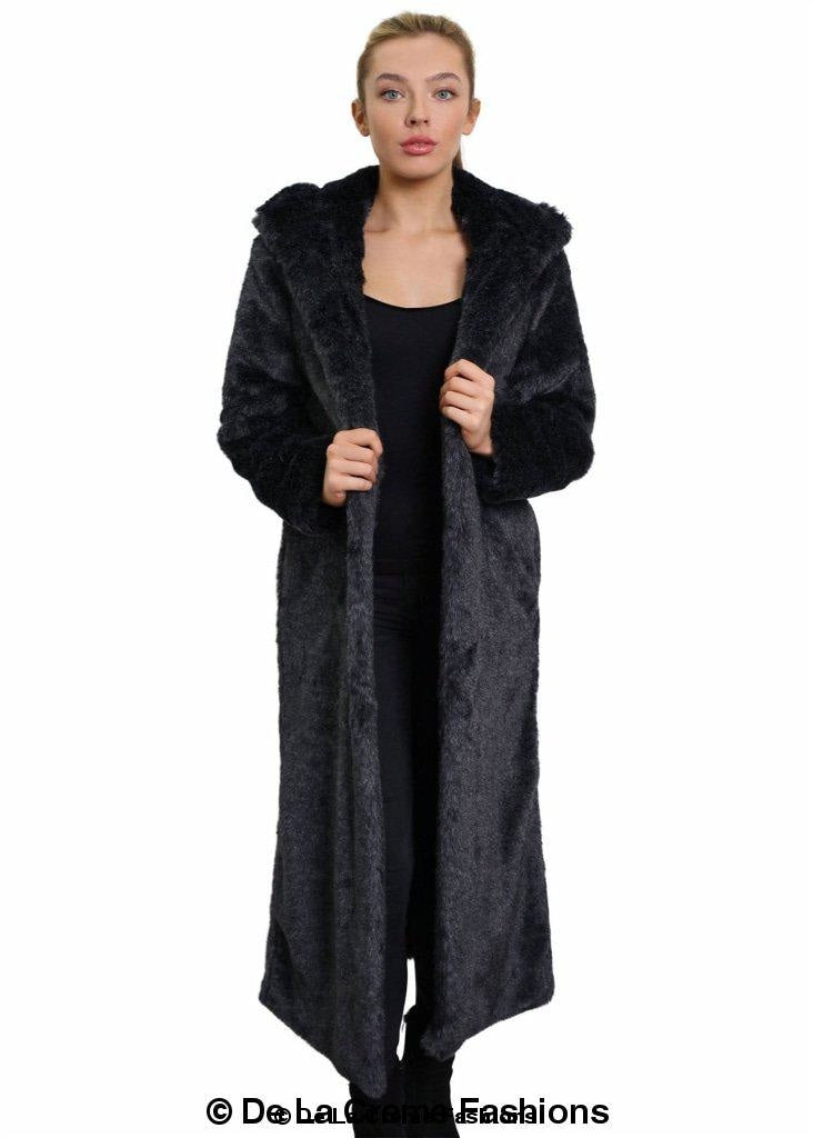 De La Creme - Womens Iconic Faux Fur Hooded Long Coat - Great Hall Collections House