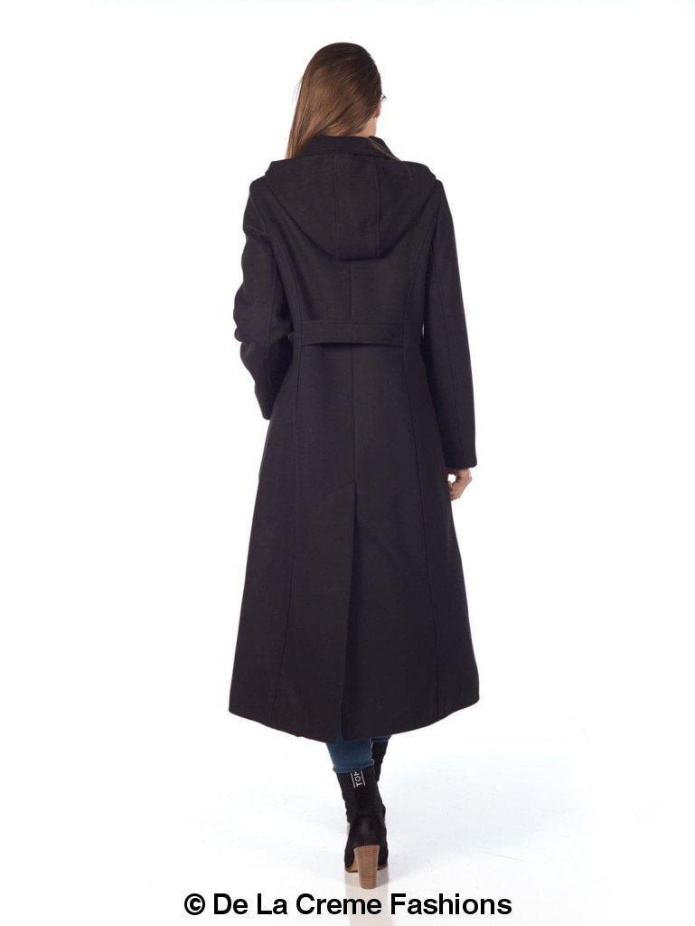 Faux Wool Longline Hooded Winter Coat - Great Hall Collections House