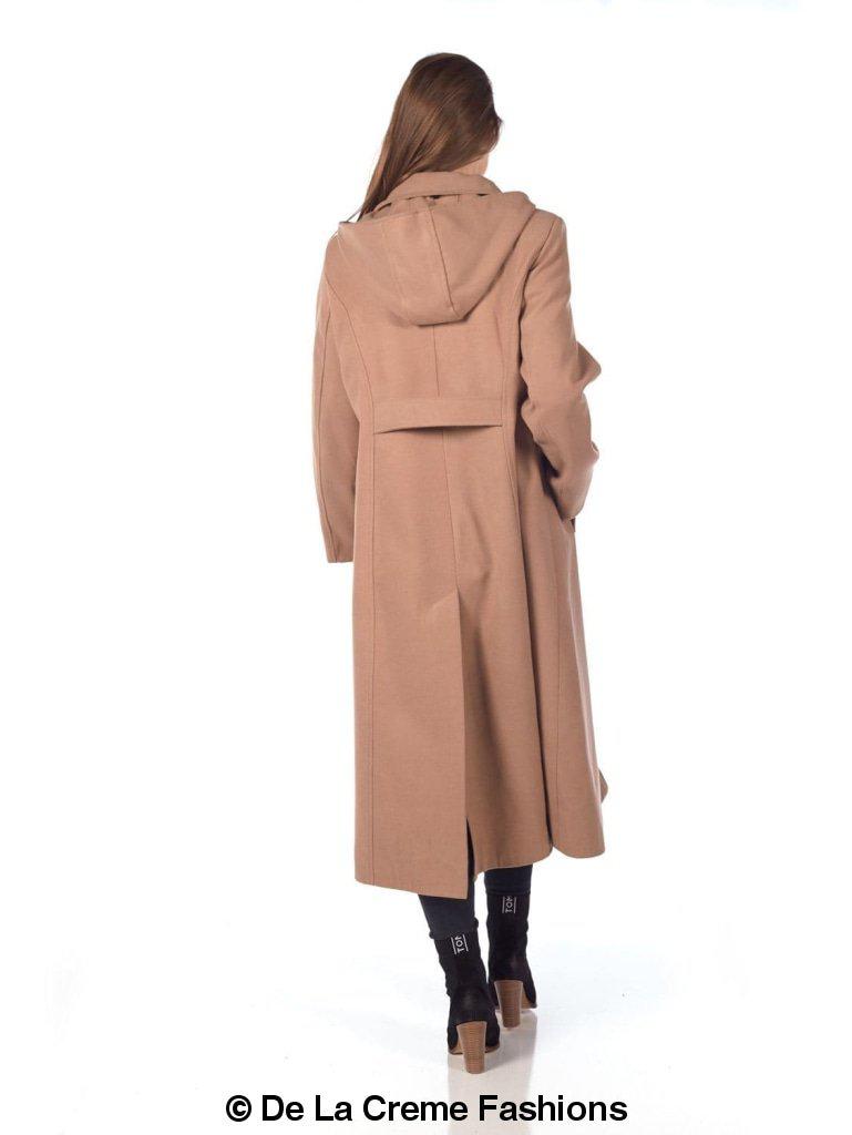 Faux Wool Longline Hooded Winter Coat - Great Hall Collections House