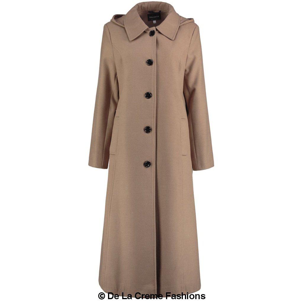 Faux Wool Longline Hooded Winter Coat - Great Hall Collections House