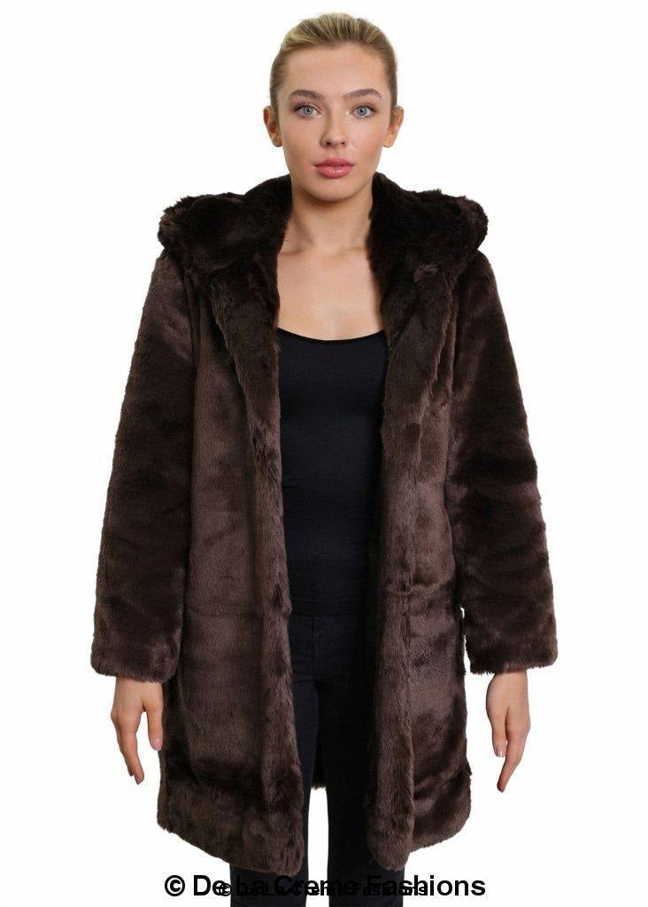 De La Creme - Women's Luxury Faux Fur Jacket Ladies Hooded Winter Coat - Great Hall Collections House