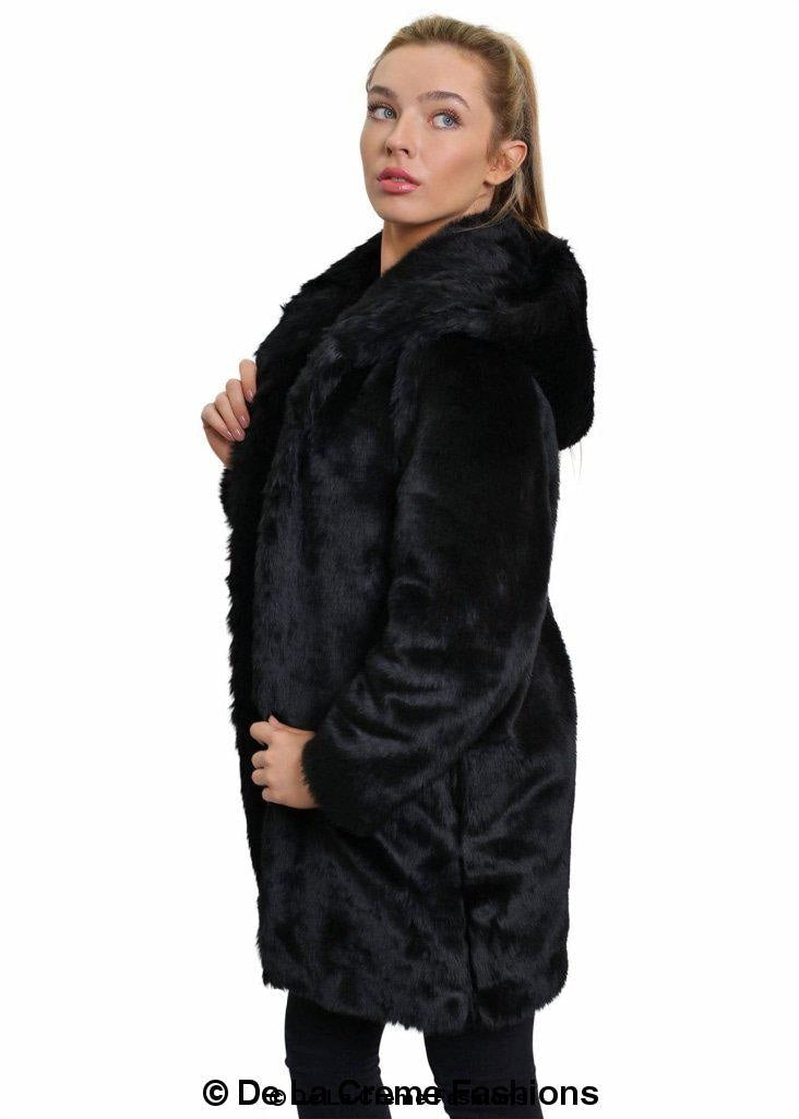De La Creme - Women's Luxury Faux Fur Jacket Ladies Hooded Winter Coat - Great Hall Collections House