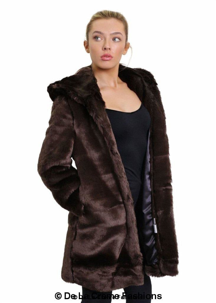 De La Creme - Women's Luxury Faux Fur Jacket Ladies Hooded Winter Coat - Great Hall Collections House
