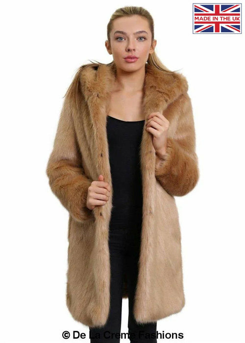 De La Creme - Women's Luxury Faux Fur Jacket Ladies Hooded Winter Coat - Great Hall Collections House