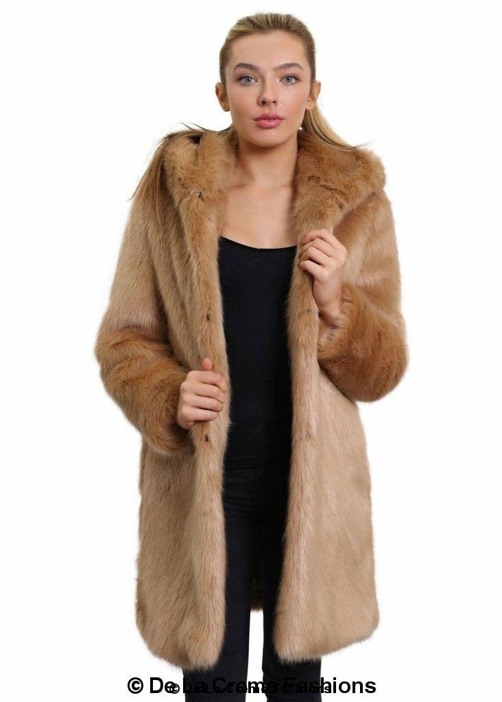 De La Creme - Women's Luxury Faux Fur Jacket Ladies Hooded Winter Coat - Great Hall Collections House