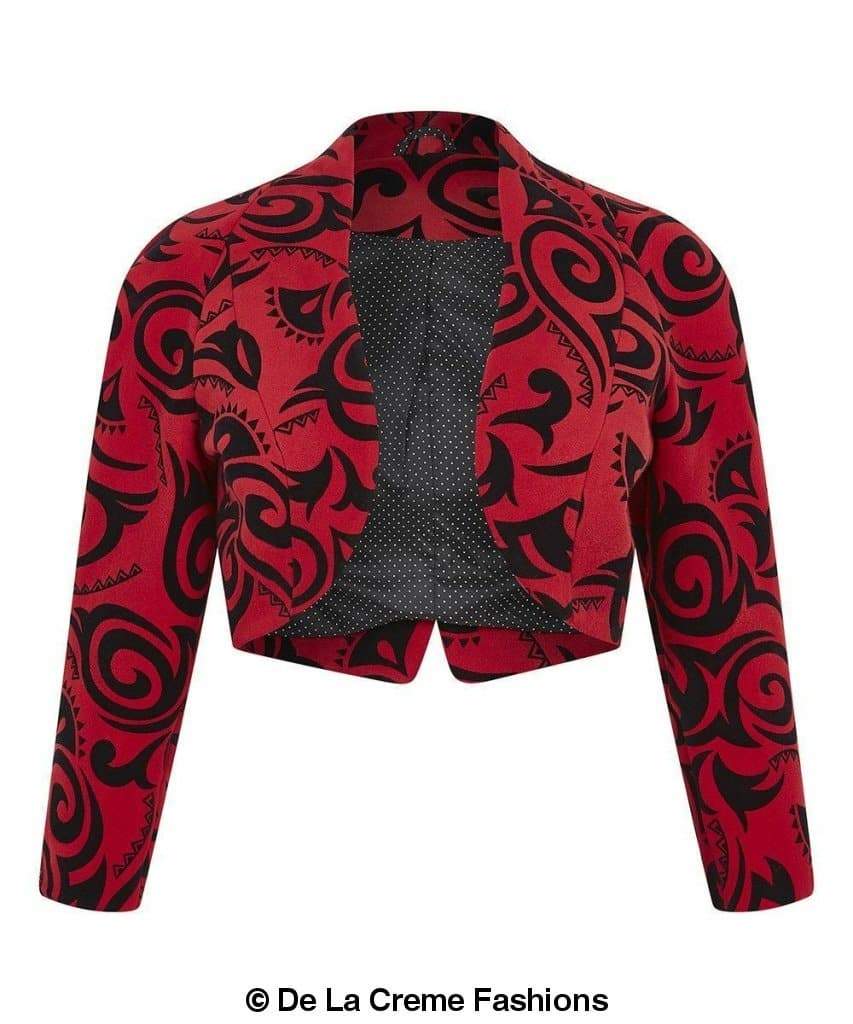 De La Creme - Womens Open Front Bolero Shrug Ladies Tribal Printed made in uk - Great Hall Collections House