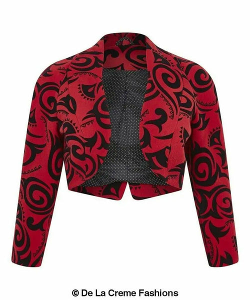 De La Creme - Womens Open Front Bolero Shrug Ladies Tribal Printed made in uk - Great Hall Collections House