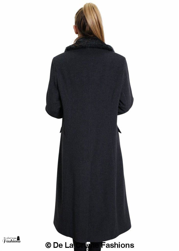 Oversized Faux Fur Collar Long Coat (642-FUR) - Great Hall Collections House