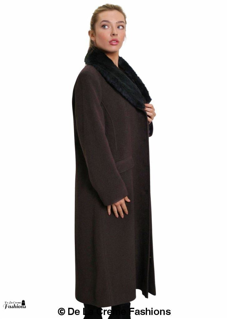 Oversized Faux Fur Collar Long Coat (642-FUR) - Great Hall Collections House