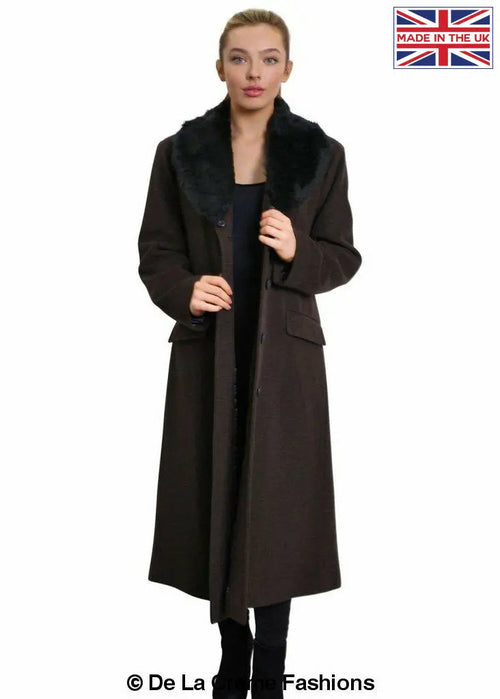 Oversized Faux Fur Collar Long Coat (642-FUR) - Great Hall Collections House
