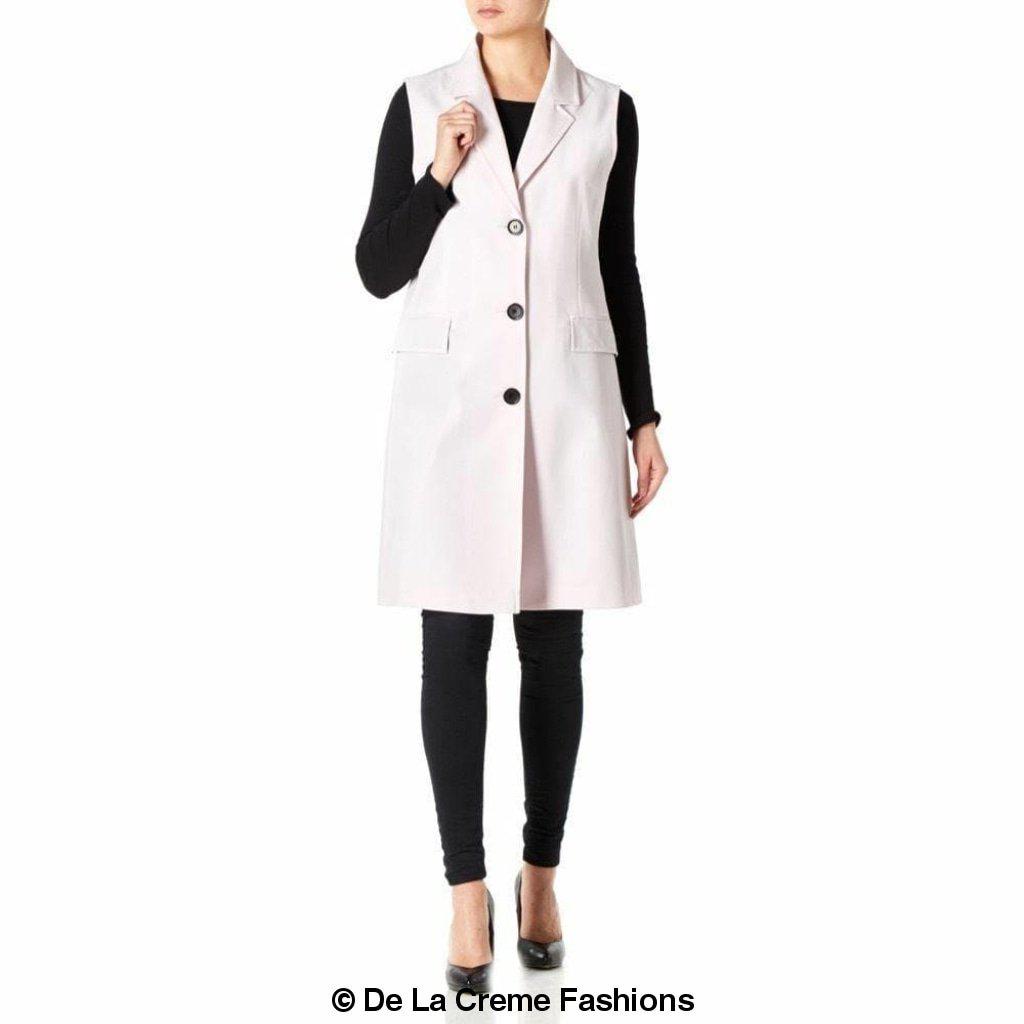 De La Creme - Womens Spring/Summer Sleeveless Hip Length Blazer Coat - Great Hall Collections House