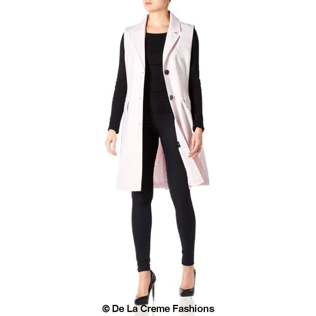 De La Creme - Womens Spring/Summer Sleeveless Hip Length Blazer Coat - Great Hall Collections House