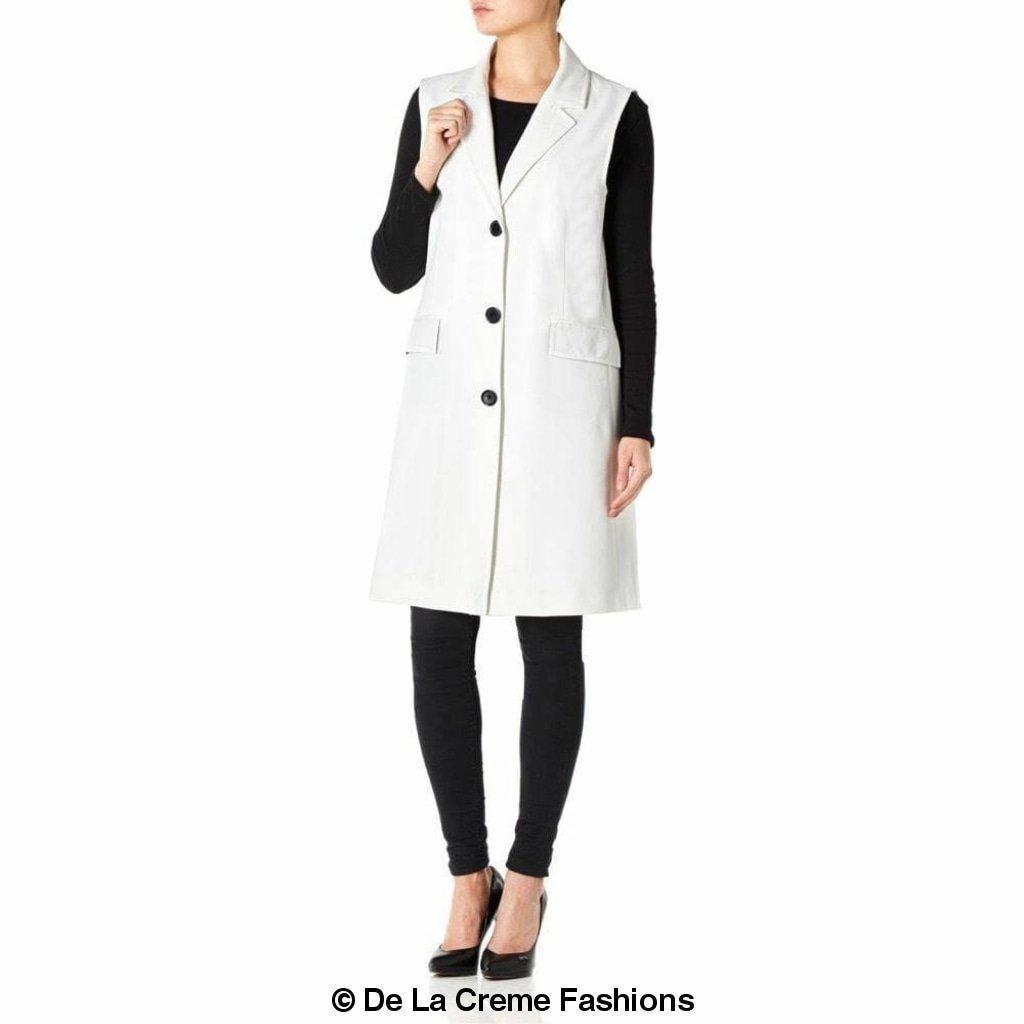 De La Creme - Womens Spring/Summer Sleeveless Hip Length Blazer Coat - Great Hall Collections House