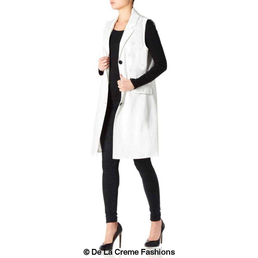 De La Creme - Womens Spring/Summer Sleeveless Hip Length Blazer Coat - Great Hall Collections House