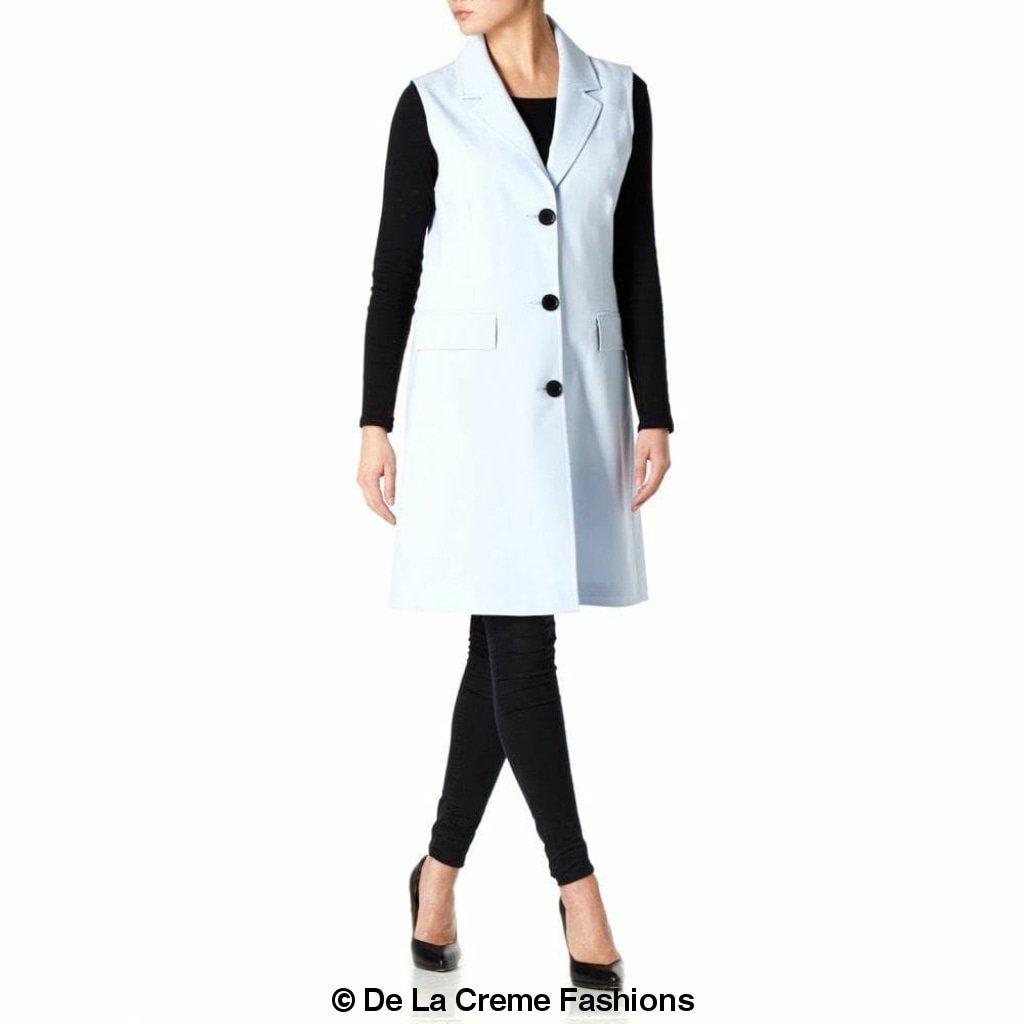 De La Creme - Womens Spring/Summer Sleeveless Hip Length Blazer Coat - Great Hall Collections House